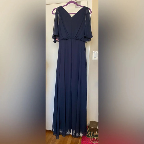 NWT After Six Navy Split Blouson Sleeve Gown Size 2 - Picture 4 of 8